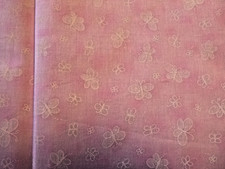 White Butterflies on light Pink Cotton Fabric 44 inches wide x 30 inches long
