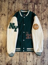 Zara Crystal Clear Men’s Varsity Jacket Size XL Green/ Cream VGC