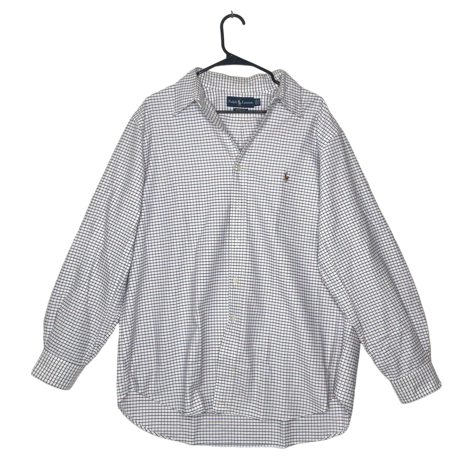 Polo Ralph Lauren camicia uomo XL 17 5 pony bottoni check preppy costa classica
