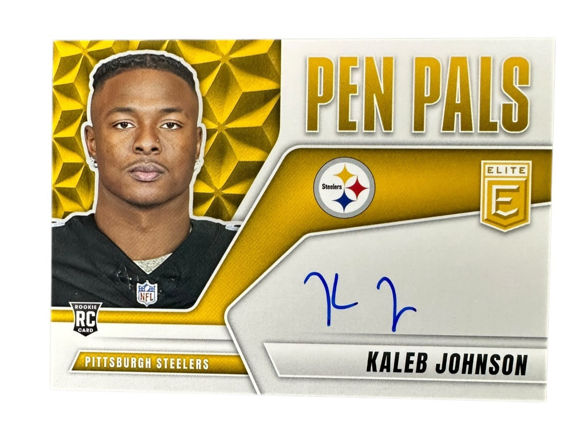 Kaleb Johnson 2025 Panini Donruss Elite Pen Pals Rookie Auto RC #PP-KAL Steelers