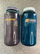 LOT 2 Nalgene 32 oz. 1000ml Wide Mouth Water Bottle Blue
