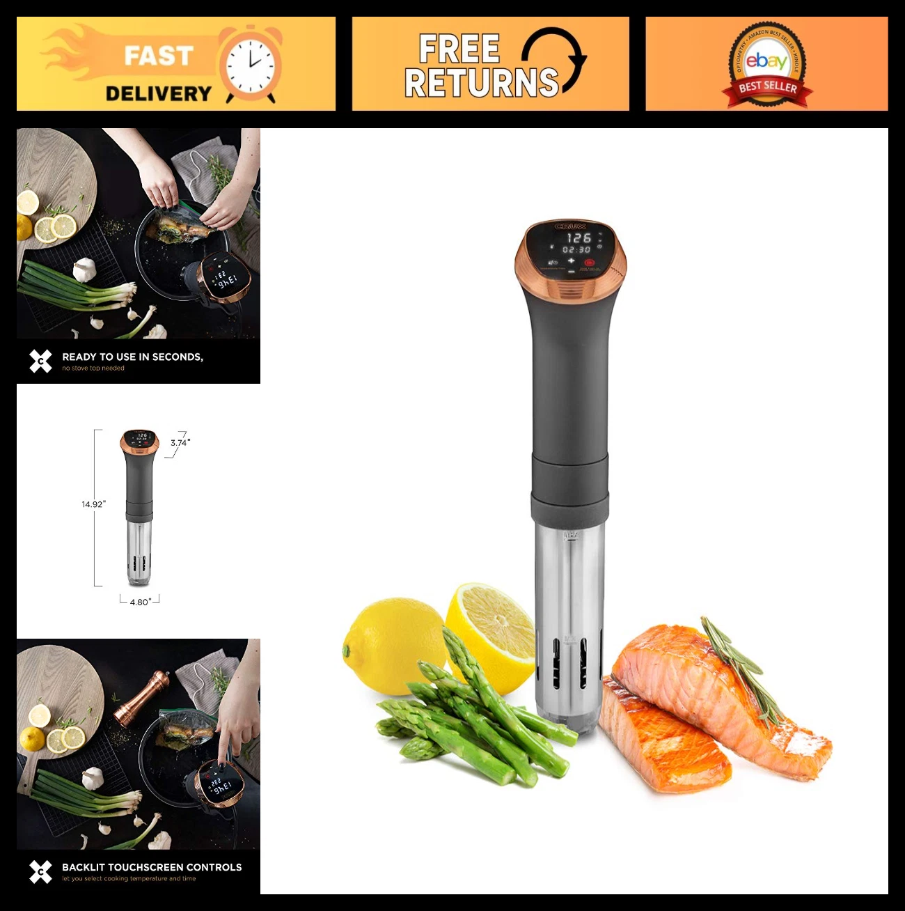 Precision Sous Vide Cooker - Healthy Slow Cooking, Quiet Pump, Touchscreen Displ
Opens in a new wind