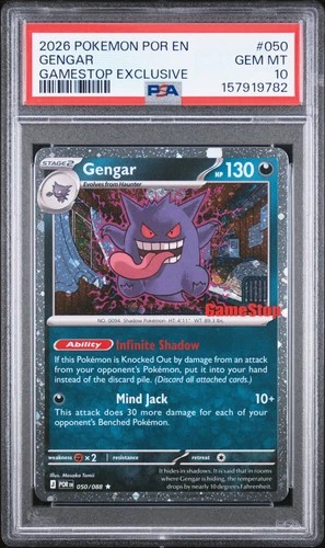 2026 POKEMON POR EN-PERFECT ORDER GAMESTOP EXCLUSIVE #050 GENGAR PSA 10