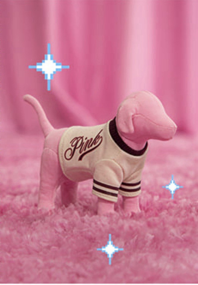 PINK BY VICTORIA'S SECRET LOGO VARSITY SWEATER PLUSH MINIDOG