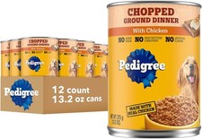 Pedigree Chopped Ground Dinner Adult Soft Wet Dog Food with Chicken, Canned Dog