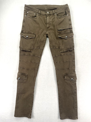 Belstaff Pants Mens 32x32 Brown Green Cargo Moto Biker Utility Stretch England