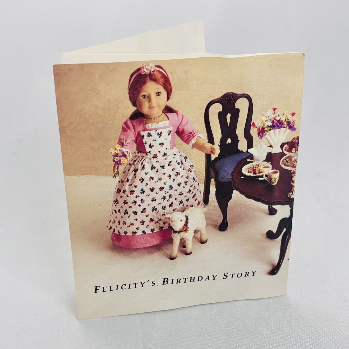 felicity birthday dress American Girl Felicity Spring Birthday Retired Dress/Apron, bouquet and  ribbon
