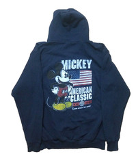 VINTAGE Walt Disney World Large Mickey Mouse Hooded Hoodie Sweatshirt Blue
