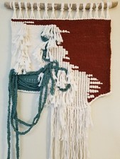 Woven Wall Hanging/Woven Wall Tapestry Weaving/Natural/ Turquoise/Wall Decor NEW