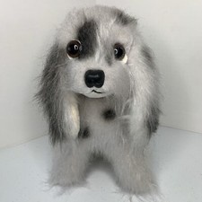Russ Berrie and Co Puppy Dog Plush 1970 White Black RARE Red Collar 11" Japan