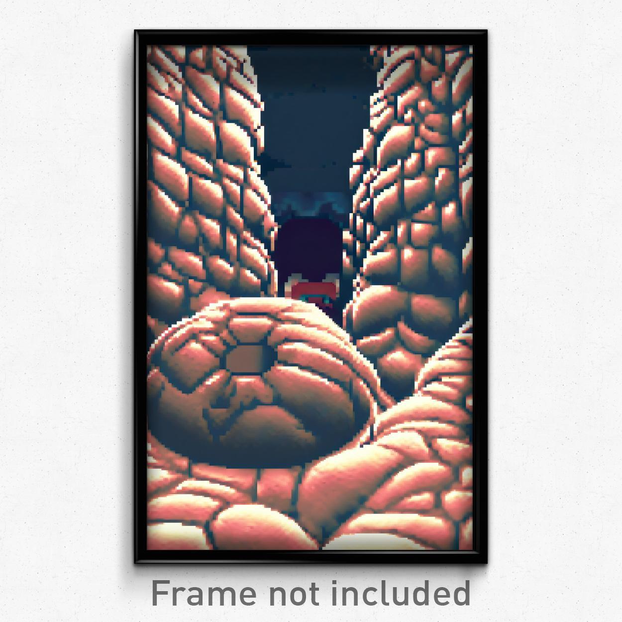 8 Bit Psychedelic Pixel Art Poster - Rubbery Cavern Video Game Print