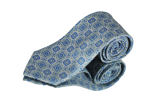 Lord R Colton Studio Tie - Graty & Blue Geometric Printed Silk Necktie NEW - Picture 2 of 4