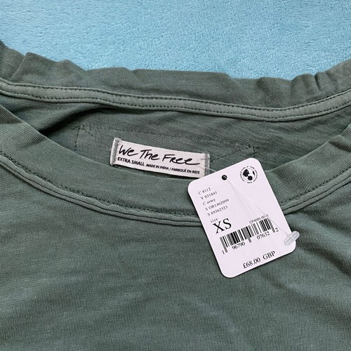 T-shirt Free People Moonlit Midi taglia XS esercito intrecciata manica corta casual - Foto 7 di 12