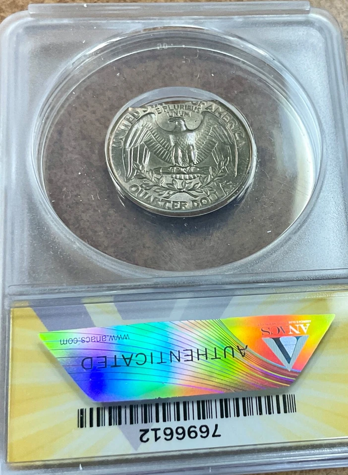 WASHINGTON 1978 cuarto 25c, clip irregular error - muy escasos detalles ANACS MS60. Foto 2 de 4