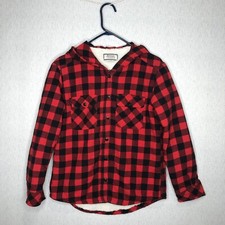 Boston Traders Shacket Women  s S Button Up Buffalo Plaid Sherpa Lined Hoodie