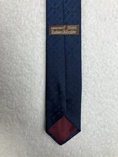 Vintage SEARS Perma-Prest Fashion Collection Tie Necktie Navy Blue Geometric