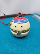 Snowman Round Head Hinged Trinket Box Porcelain Christmas Tree Ornament