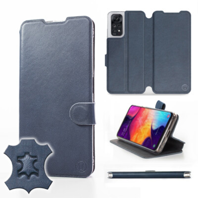 Mobiwear Hülle für Xiaomi Redmi Note Handys |Blue Echt Leder Leather Case Cover