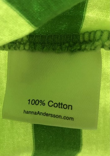 Hanna Andersson Sz 120 Green Striped Short Sleeve Shirt About 6 Years - Picture 3 of 4