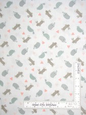 Animal Fabric Turtle Hedgehog Bunny Rabbit Soft White Cotton 3