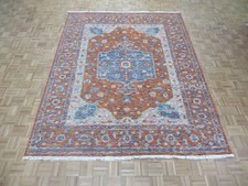 8'1 x 10'2 Hand Knotted Terra Cotta Heriz Geometric Oriental Rug G6983