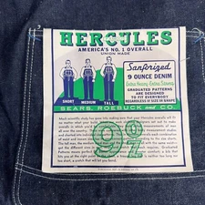 Vintage Sears Roebuck Hercules Denim Cotton Jean Bib Overalls 40x32 NOS