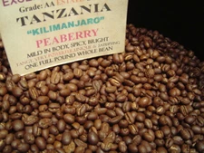 TANZANIA KILIMANJARO COFFEE BEANS PEABERRY MEDIUM ROASTED 5 LBS IN 1 POUND BAGS