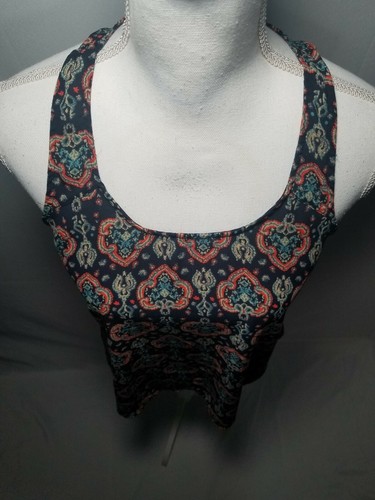 Hollister Blue & Red Printed Sleeveless Top Pleated Back Blouse Size Small. - Picture 2 of 8