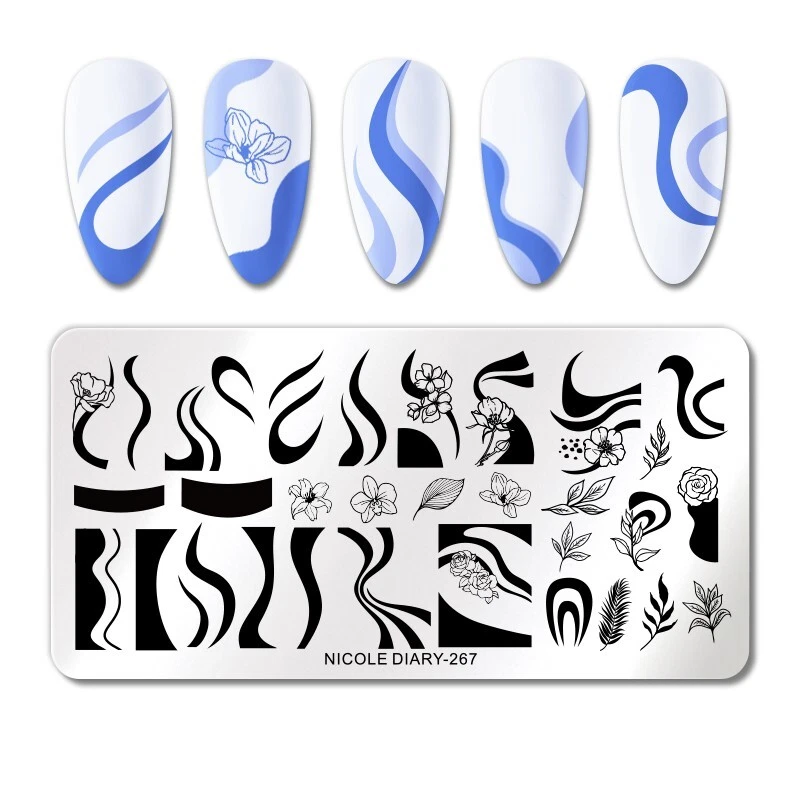 French Stamping Schablone ND267 Nicole Diary French Stempel Platte Nailart Nail