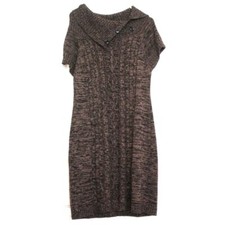 ND New Directions Cable Knit Sweater Dress Pullover Cap Sleeves Size Large New