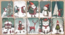 Whimsical Christmas junk journal card toppers set of 10 junk journal cards tags