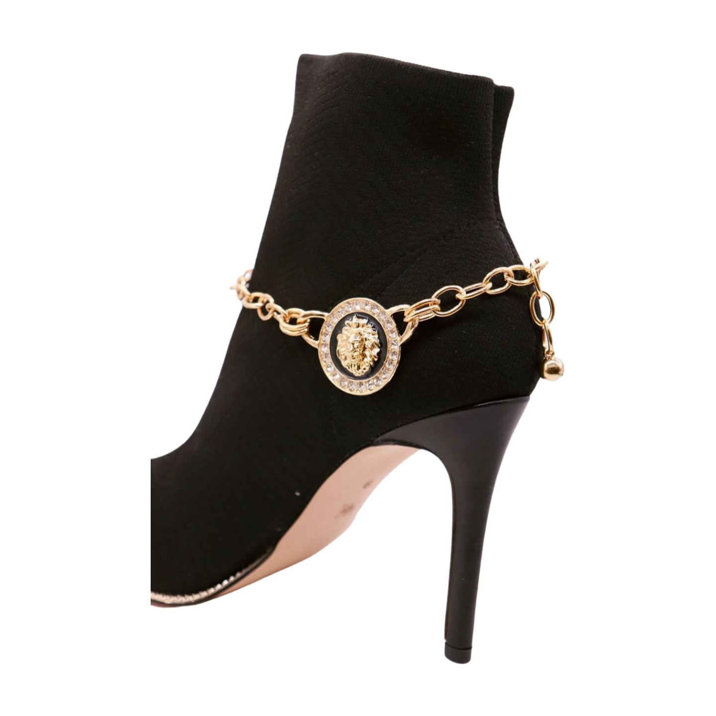 Women Gold Metal Chain Boot Bracelet Shoe Lion Coin Charms Travel Trip Accessory