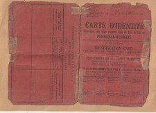 Dokument 1 WK Carte D Identite Personalausweis Franz&ouml;sisches Besatzungsgebiet