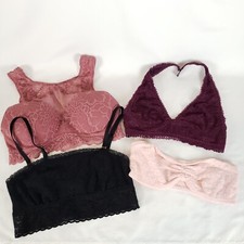 Victorias Secret PINK Bralette Lot of 4 Small Halter Padded Lace Longline