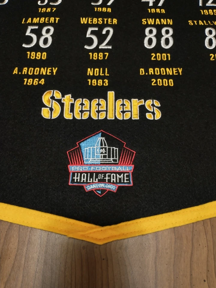 Pittsburgh Steelers Salón de la Fama NFL Banner de Lana Bordado 27 x 18 ¡y Pin Gratis! Foto 3 de 4