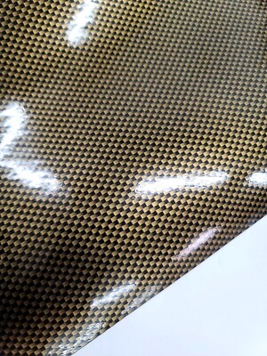 2D Printed Carbon Fiber Gold Black Vinyl Car Auto Wrap Sticker Decal Film Roll