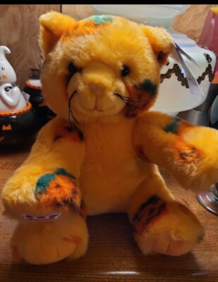 2024 Release Build A Bear Pumpkin Kitty Vault Halloween Plush Jack O'Lantern