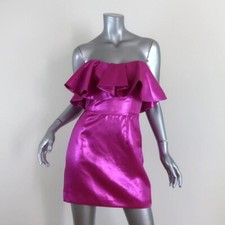Zara Metallic Pink Mini Dress Ruffle XS Strapless Wedding Guest Shiny Cocktail
