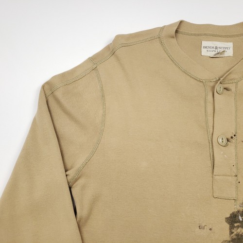 Denim & Supply Nativo Americano Henley XL Hombres Indian Jumper Sudadera Beige Tostado - Imagen 6 de 21