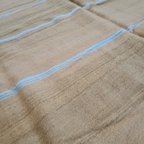 Vintage Handmade Moroccan Beige Rug Grey Stripe Fringe Berber Tribal Wool Carpet - Picture 20 of 24