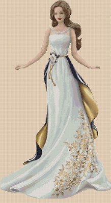 Elegant Lady White and Gold Dress Full Length Cross Stitch Chart No.  1-156RR | eBay