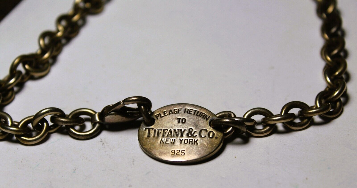ジ*可様 Tiffany vintage necklace Vintage Tiffany New York Oval .925 Silver 15