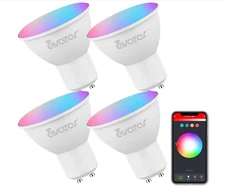 4 Pack GU10 Smart LED Bulb 5W(50W) RGBCW Color WiFi Voice & APP Alexa Google