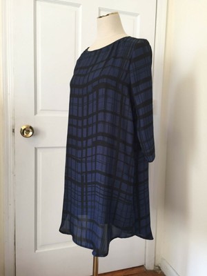 blue and black plaid dress