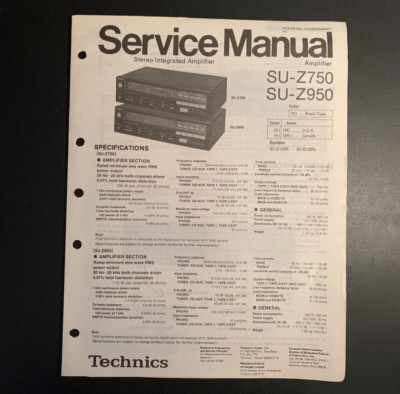 Technics SU-Z750, SU-Z950 - Integrated Amplifier ORIGINAL Service