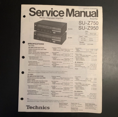 Technics SU-Z750, SU-Z950 - Integrated Amplifier ORIGINAL Service