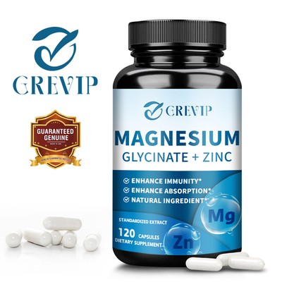 Magnesium Glycinate + Zinc - Stress Relief, Brain & Heart Health - Vitamin B6