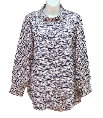 Rockmans Pink Animal Print Long Sleeve Button Down Shirt Smart Casual Size 12 - image 1 of 2