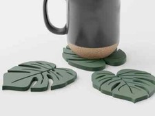 3-Piece Monstera Leaf Coaster Set – Tropical Green Drink Coasters