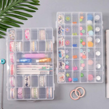 2Pack 36 Grid Clear Plastic Organizer Box with Divider for Bead, Craft, Jewelry
